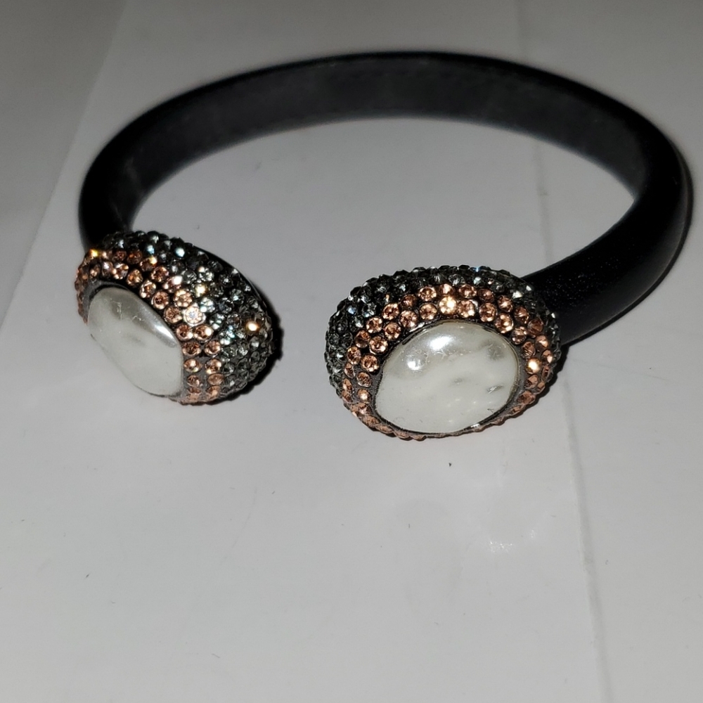 Joan Boyce Rhinestone bracelet Leather, Crystals